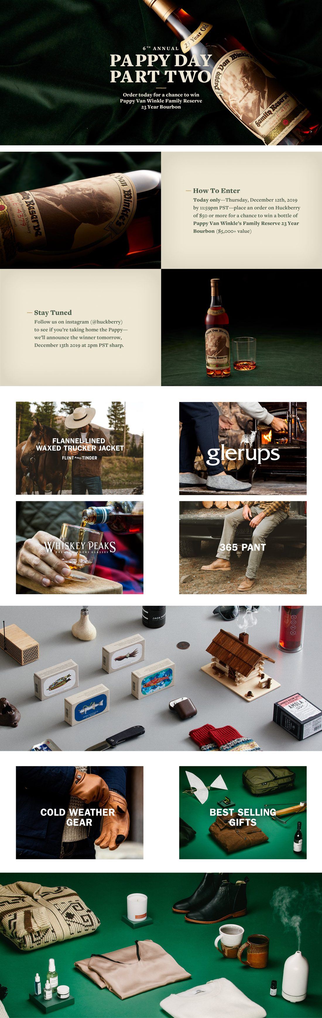 Huckberry Pappy Day landing page, full length