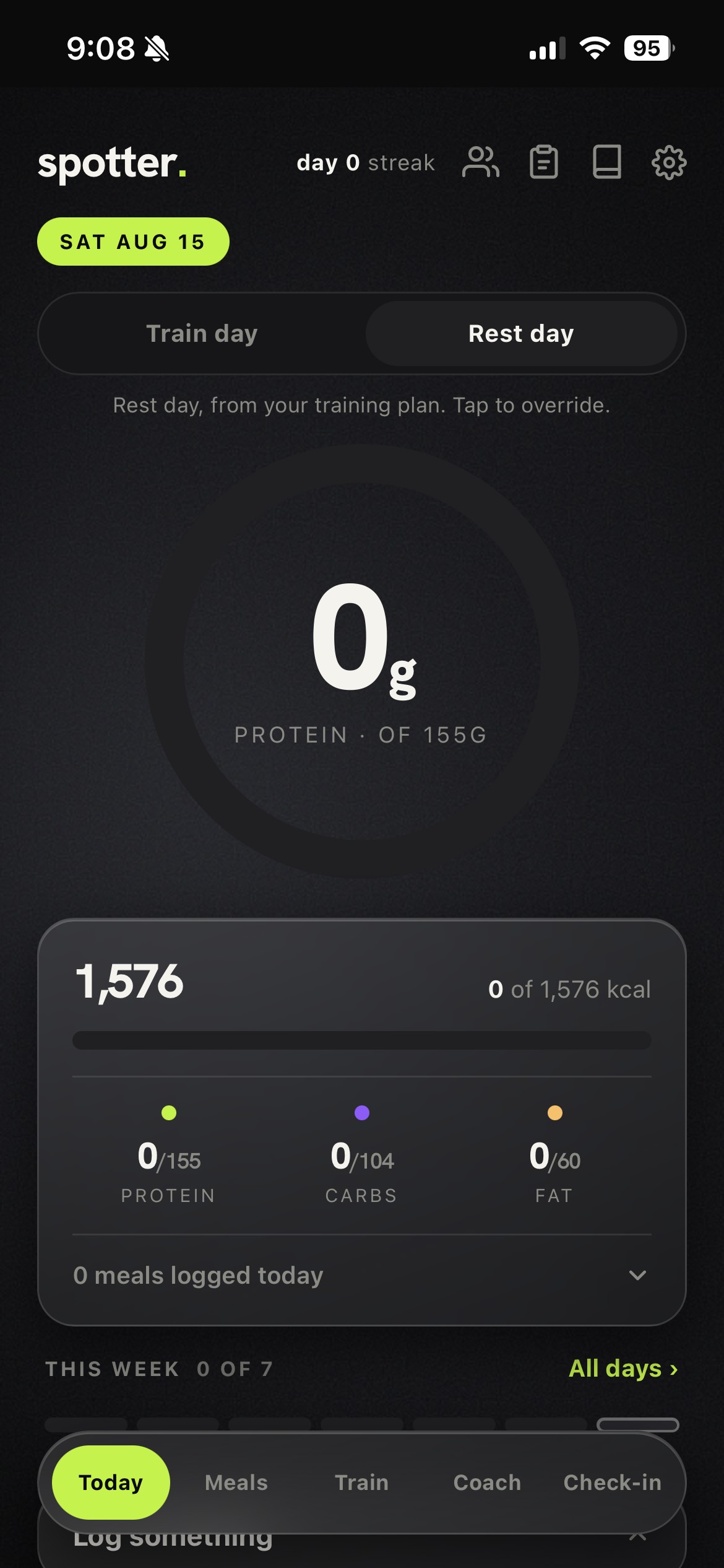 Spotter home screen